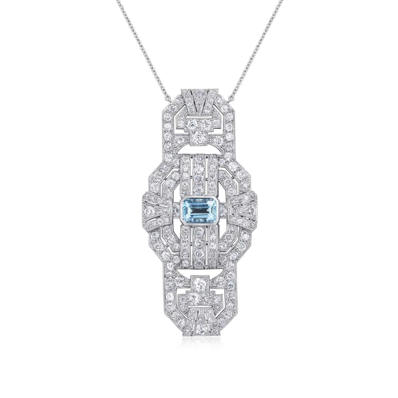 Aquamarine and Diamond Pendant