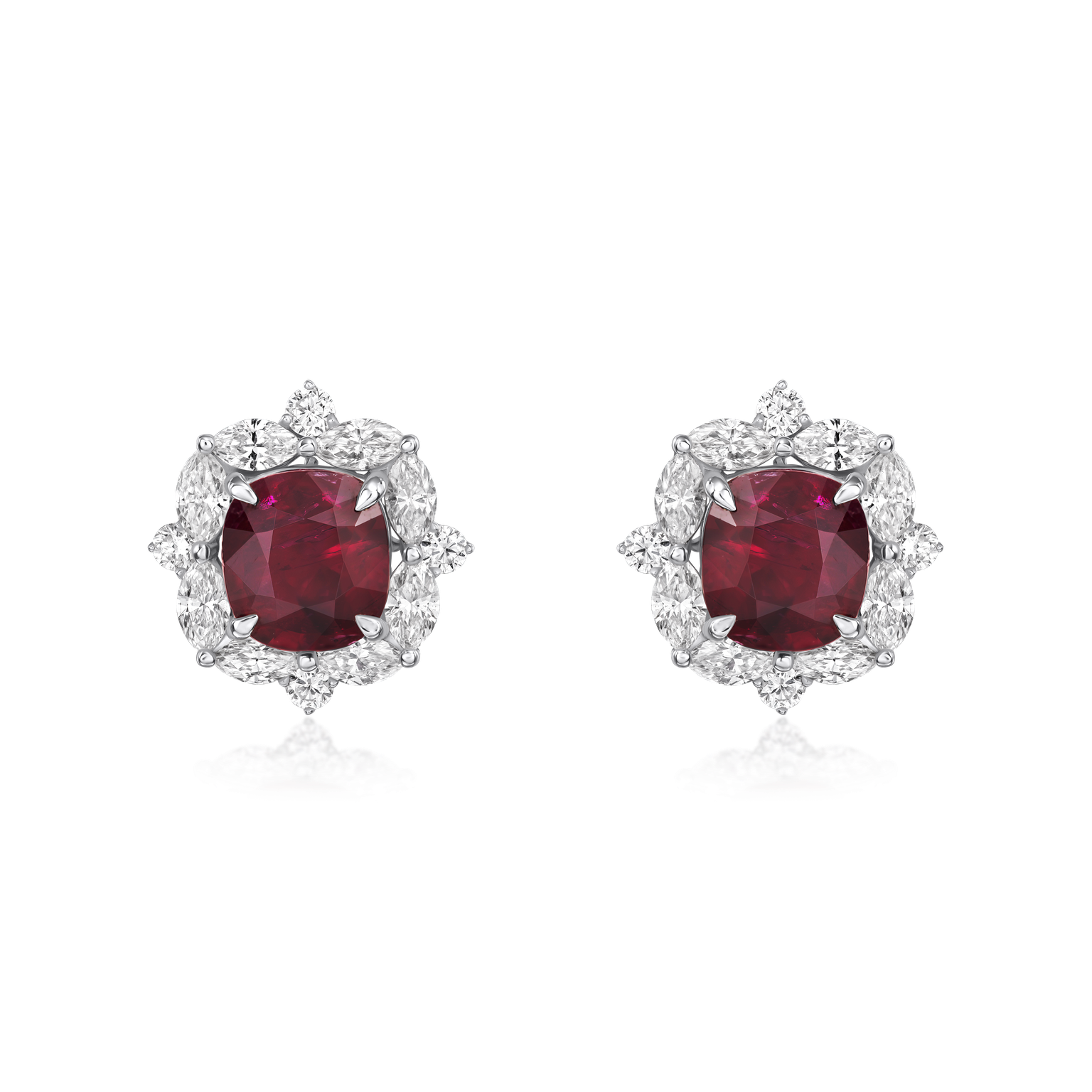 2.13cts Ruby and Diamond Cluster Earrings