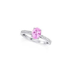 1.22cts Oval-Shape Pink Sapphire and Diamond Ring