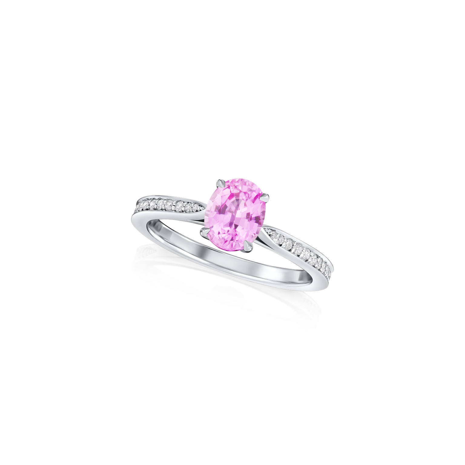 1.22cts Oval-Shape Pink Sapphire and Diamond Ring