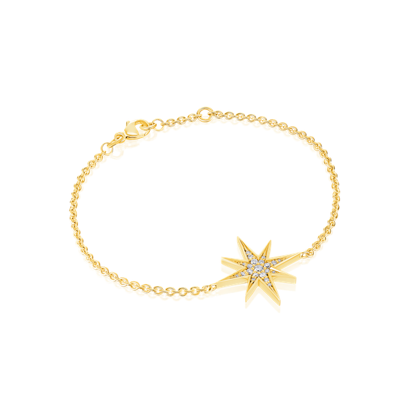 Sienna 18ct Yellow Gold Large Diamond Set Star Bracelet