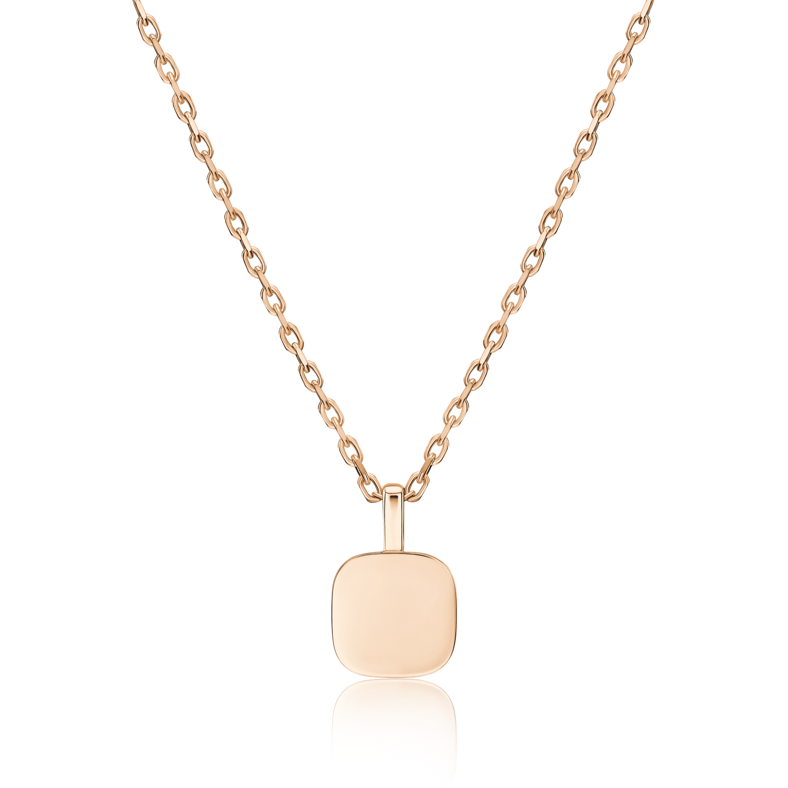 18ct Rose Gold Flat Cushion Shape Pendant