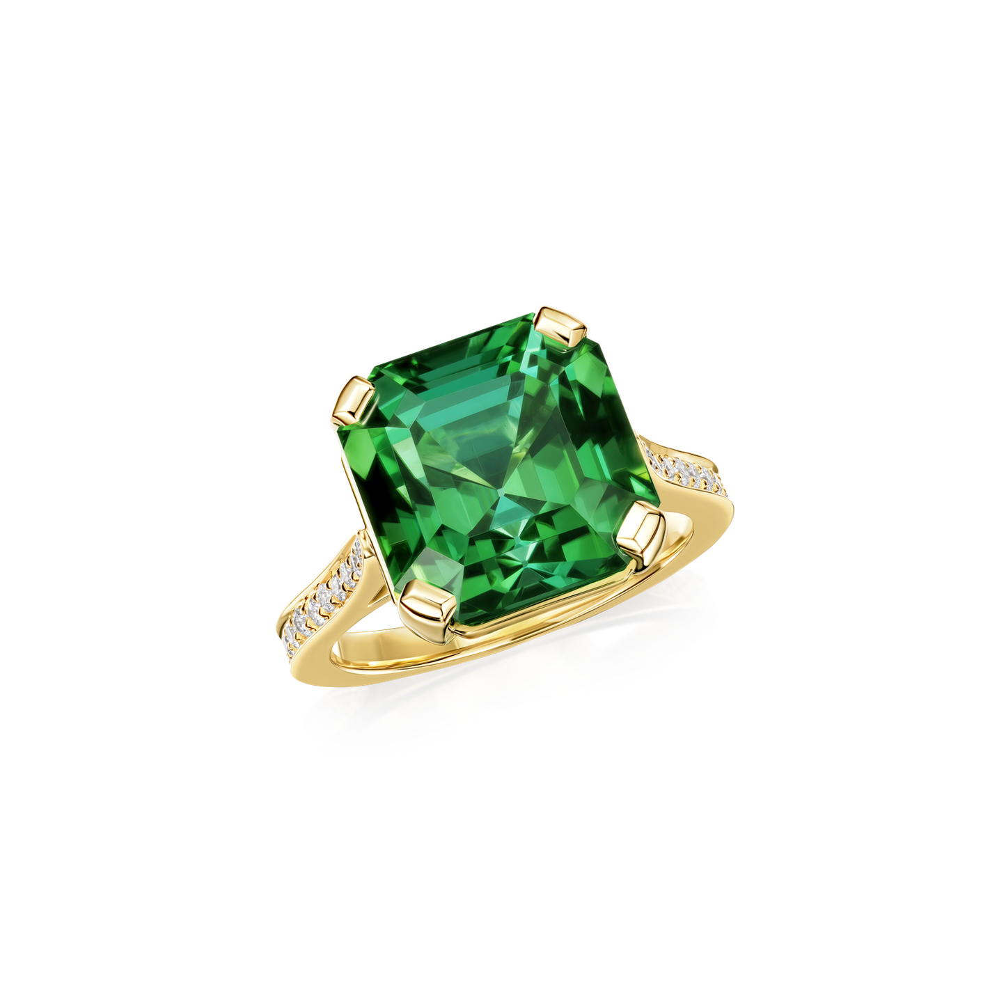 10.75cts Mint Tourmaline and Diamond Ring