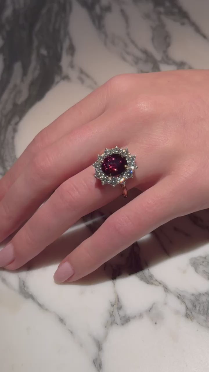 5.34cts Rhodolite Garnet and Diamond Ravello Ring