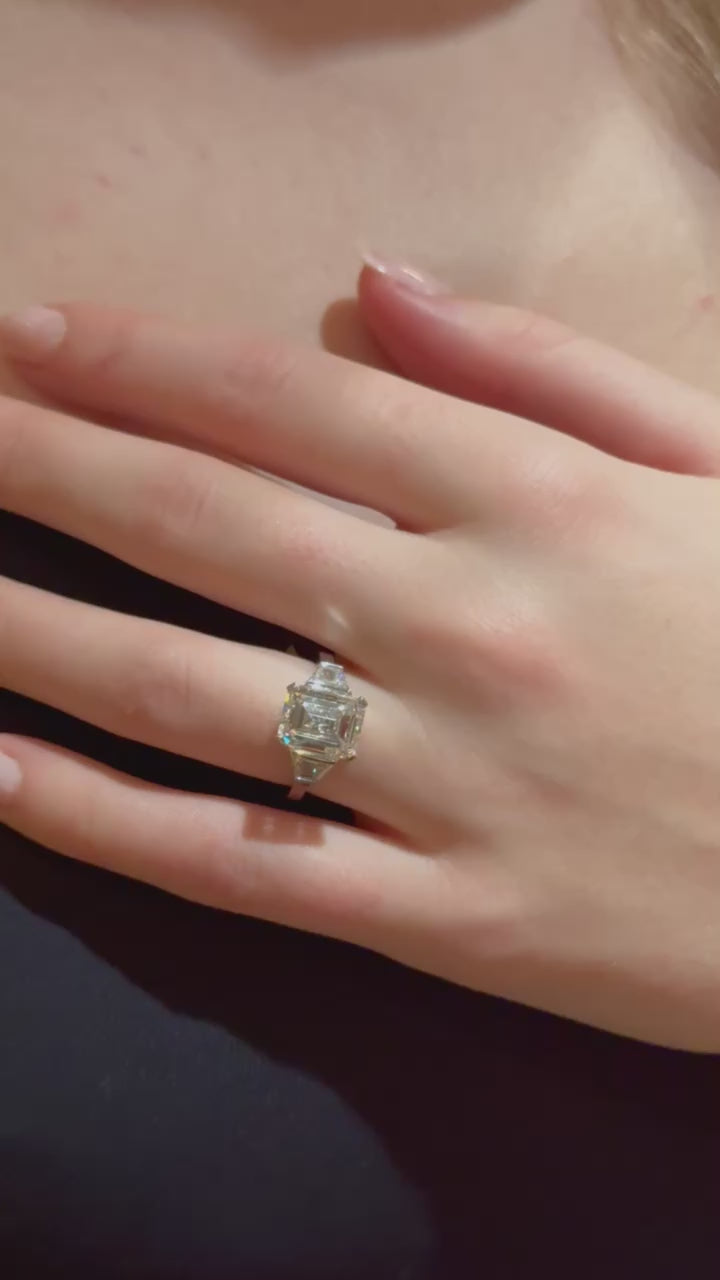5.01cts Emerald-Cut Diamond Three Stone Ring