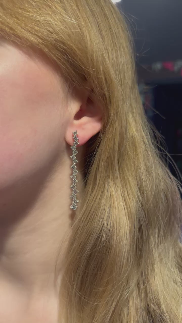 7.47cts Carré-Cut Diamond Drop Earrings