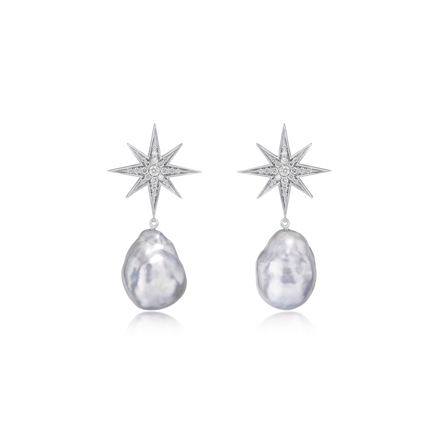 Sienna 18ct White Gold Diamond Pearl Drop Earrings