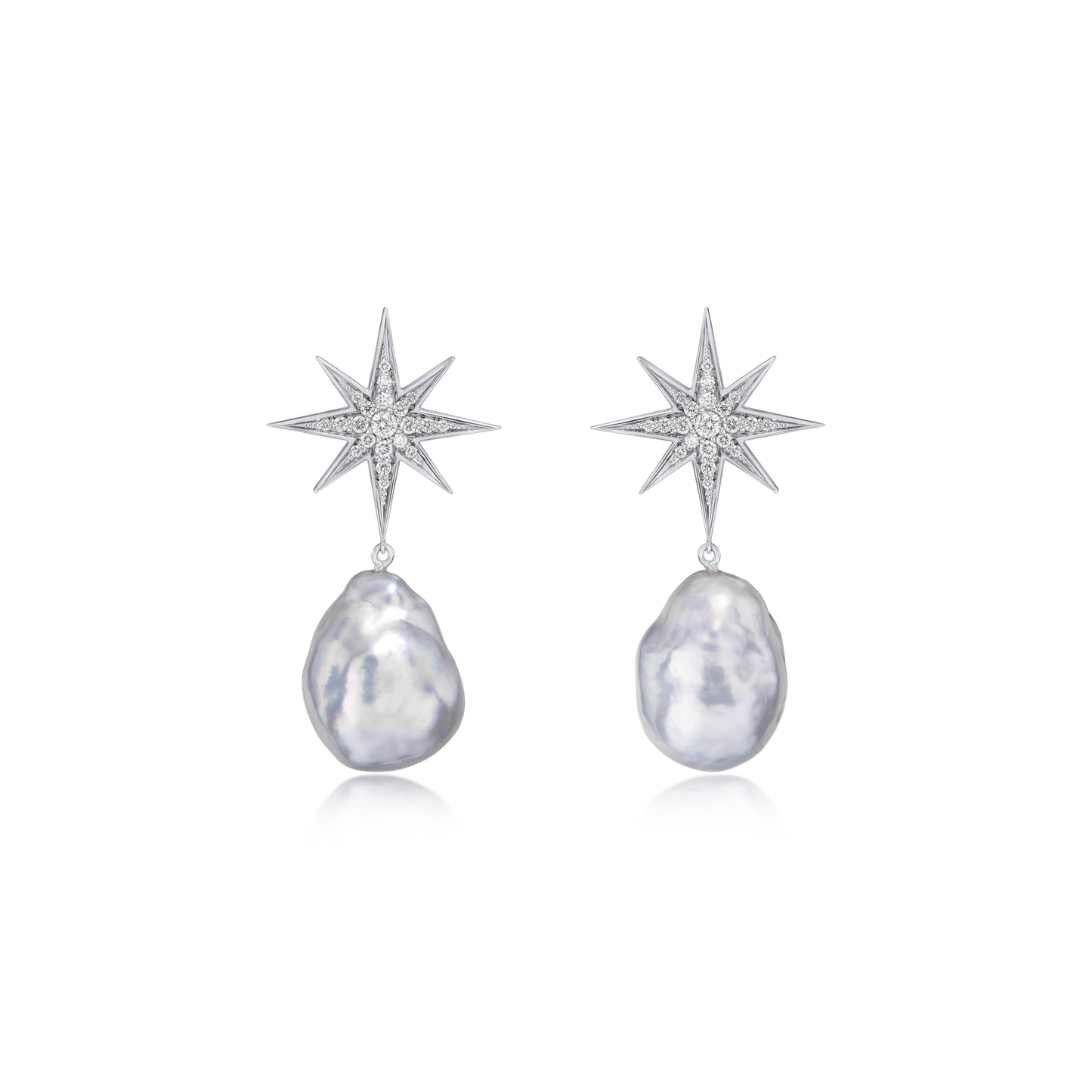 Sienna 18ct White Gold Diamond Pearl Drop Earrings