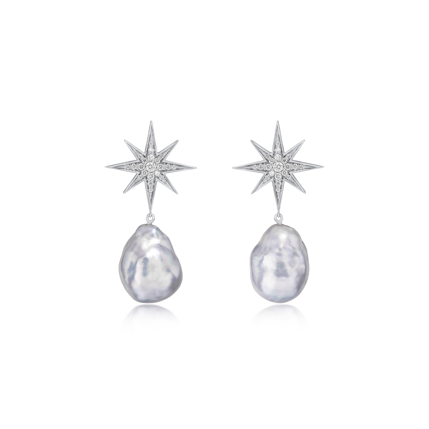 Sienna Collection 18ct White Gold Diamond Pearl Drop Earrings