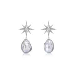 Sienna Collection 18ct White Gold Diamond Pearl Drop Earrings