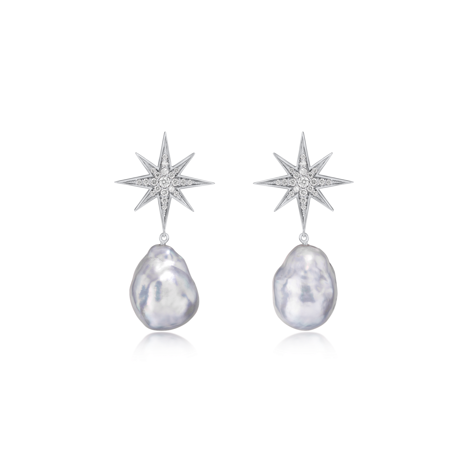 Sienna Collection 18ct White Gold Diamond Pearl Drop Earrings