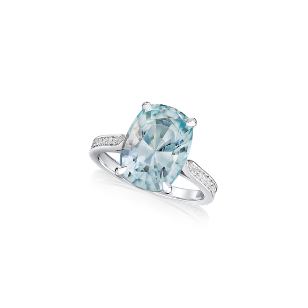 5.41cts Aquamarine and Diamond Platinum Ring