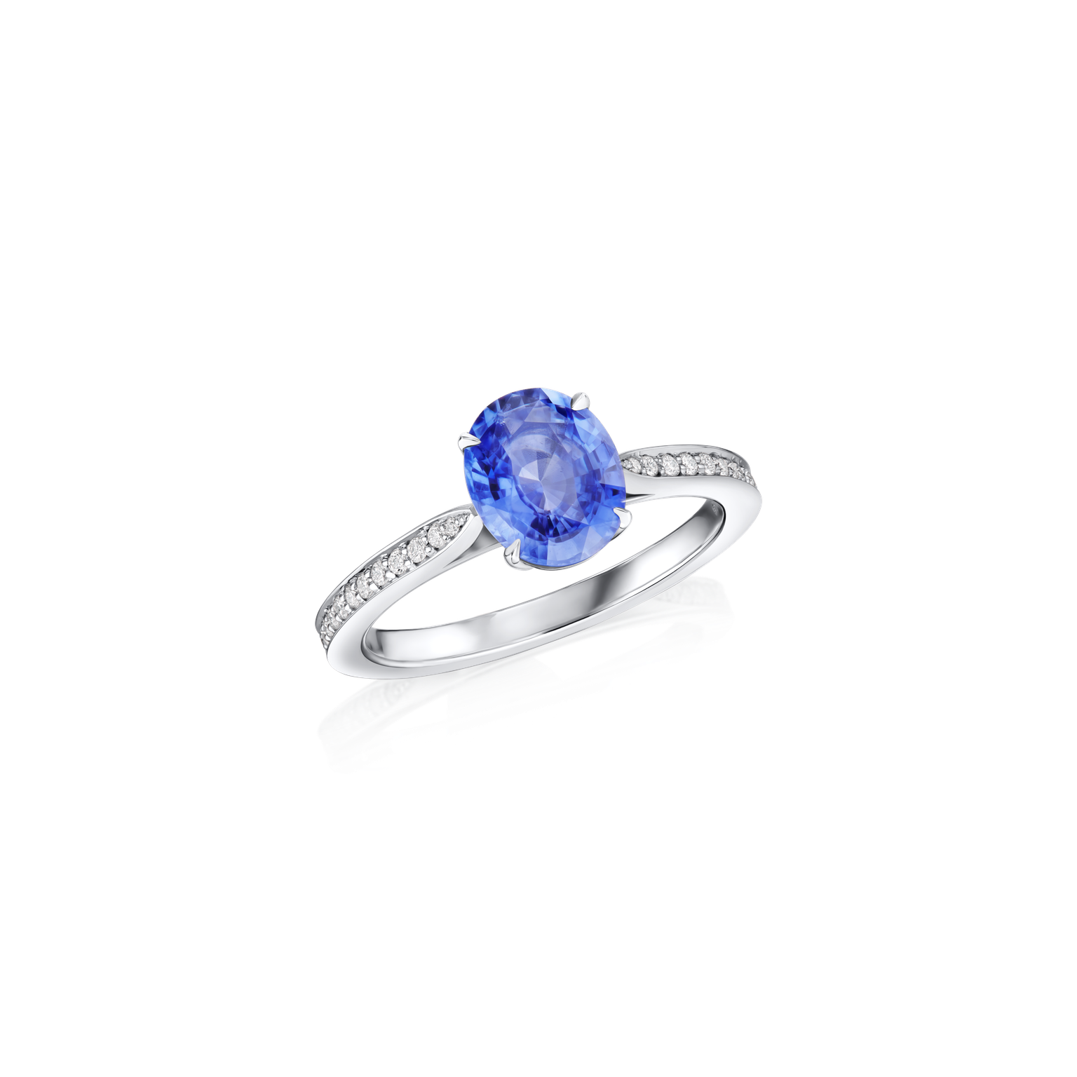 1.83cts Oval-Shape Blue Sapphire and Diamond Ring