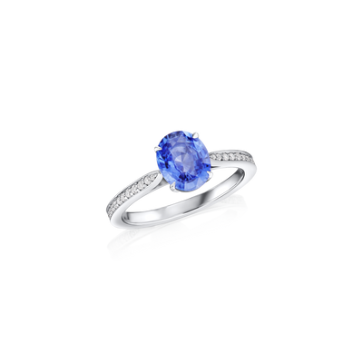 1.83cts Oval-Shape Blue Sapphire and Diamond Ring