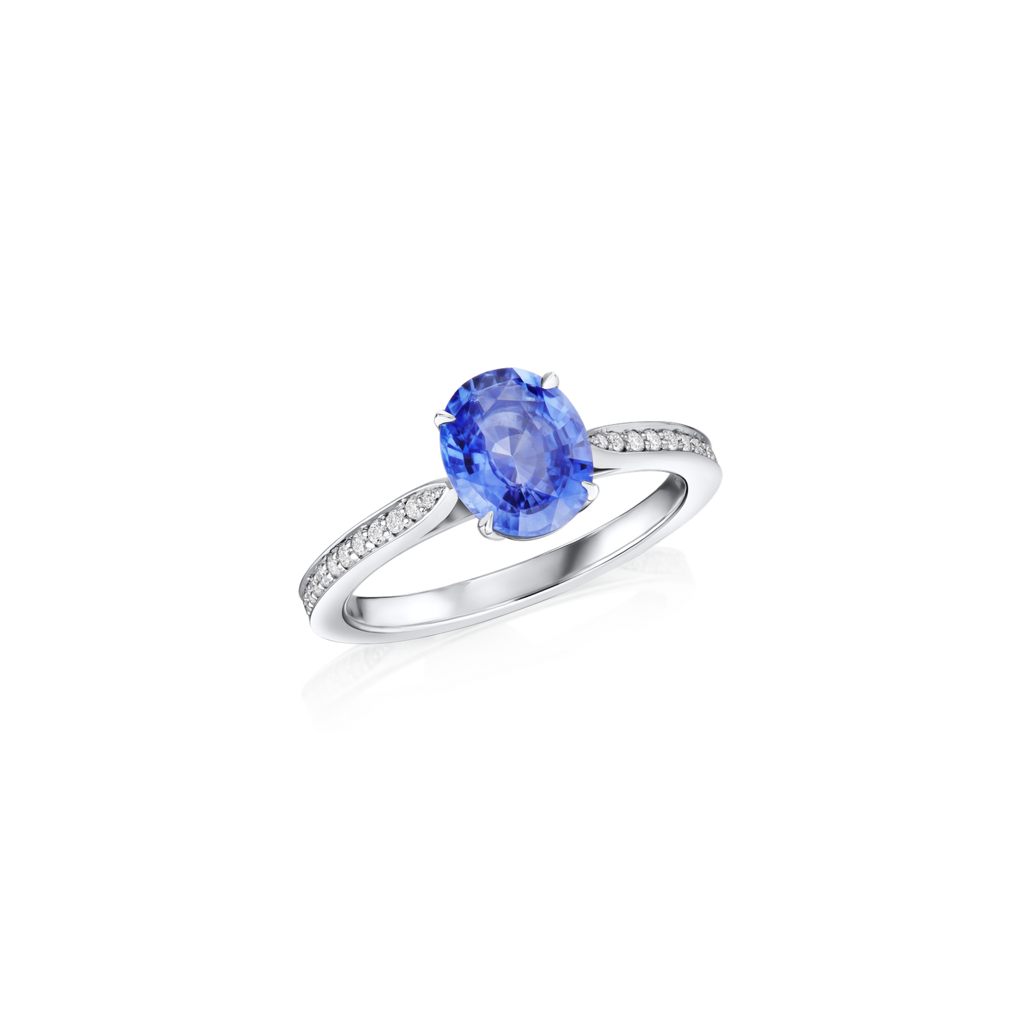 1.83cts Oval-Shape Blue Sapphire and Diamond Ring