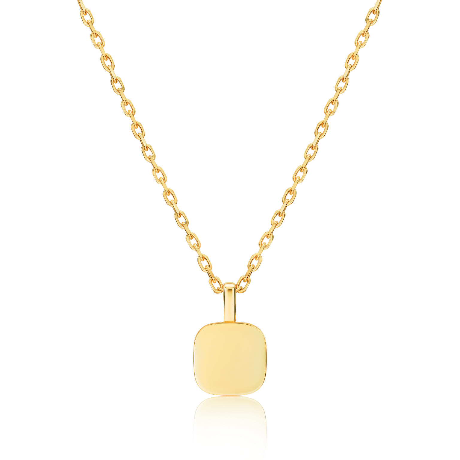 18ct Yellow Gold Flat Cushion Shape Pendant