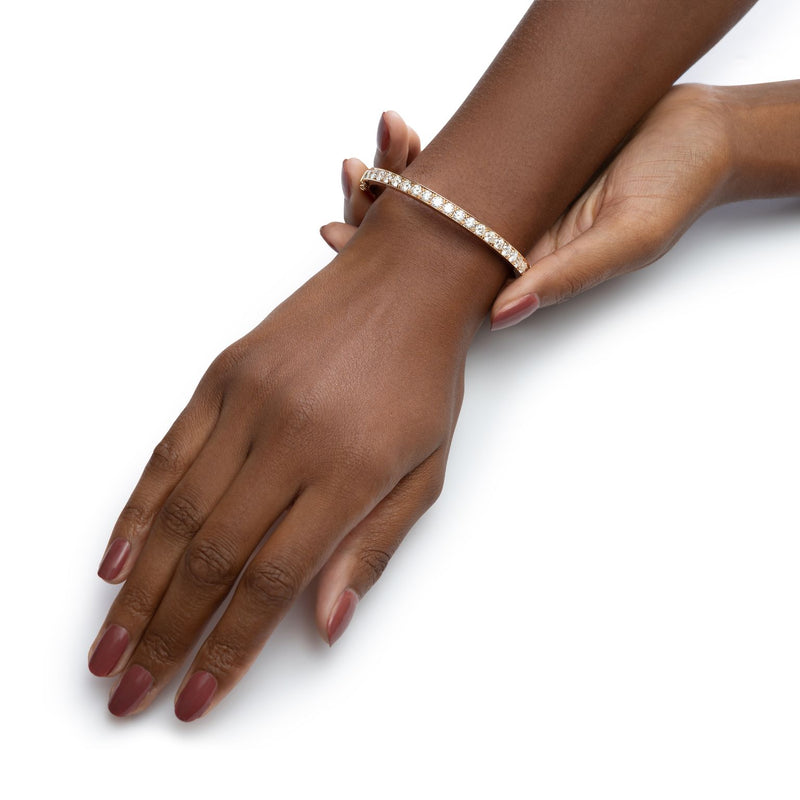 Skyline Collection Diamond Set 18ct Rose Gold Bangle, 6mm