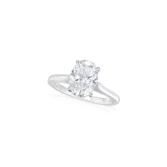 Oval-Cut Diamond Solitaire Platinum Ring