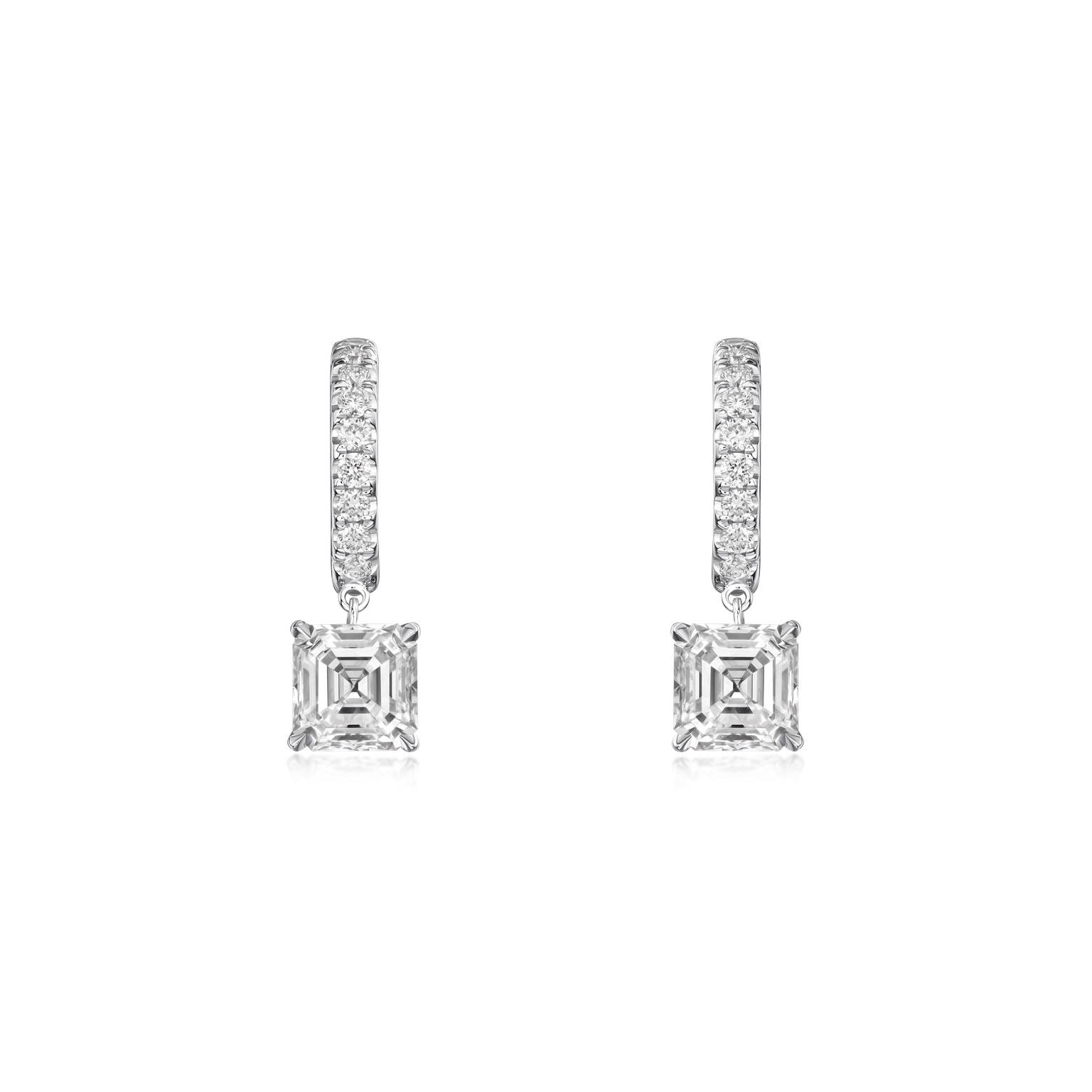 2.10cts Asscher-Cut Diamond Stud Earrings