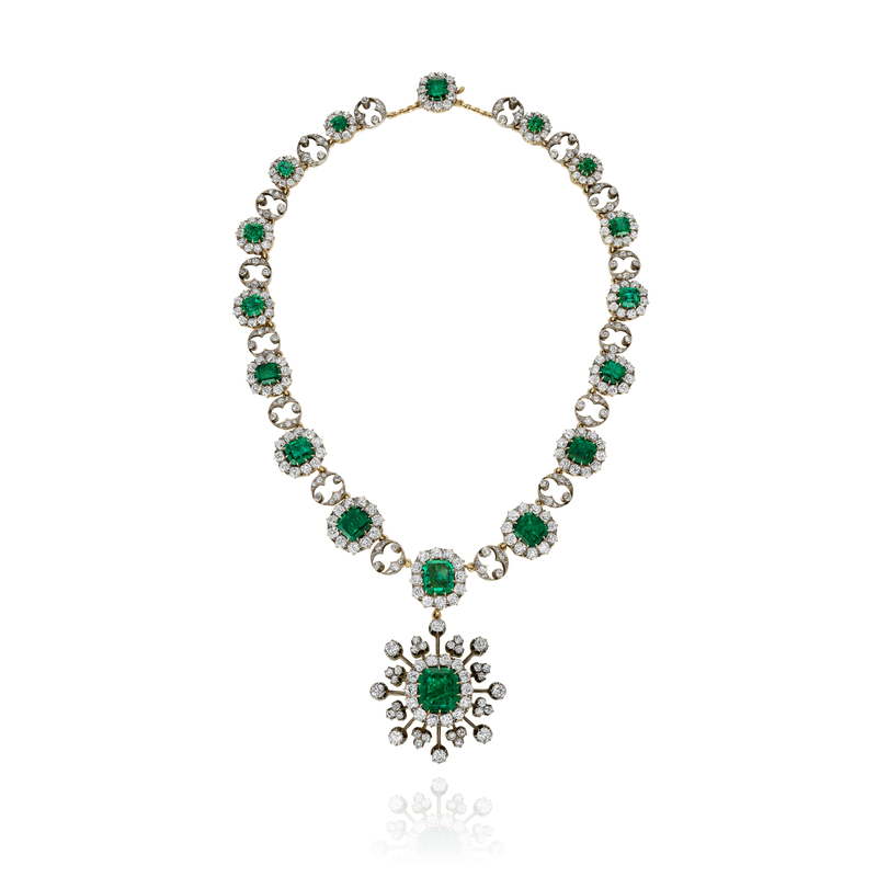 Antique Emerald and Diamond Necklace