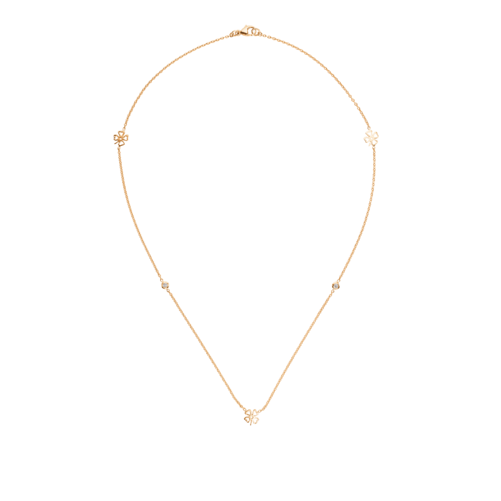 18ct Yellow Gold Four Leafed Clover Necklet