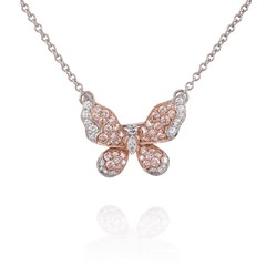 Pink and White Diamond Set Butterfly Pendant
