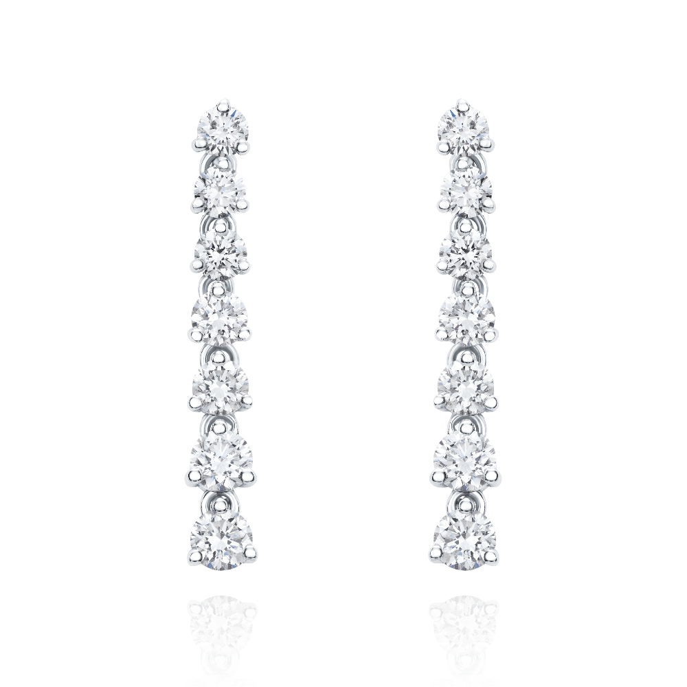 Graduated Diamond Claw Set Drop Earrings