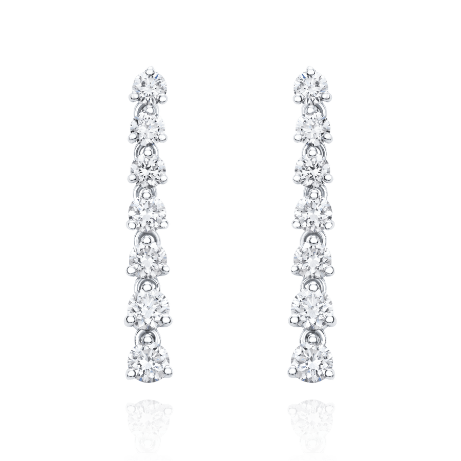 Graduated Diamond Claw Set Drop Earrings