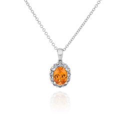 Fire Opal and Diamond Pendant