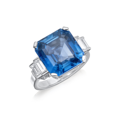 12.99cts Octagonal Natural Sapphire and Diamond Ring