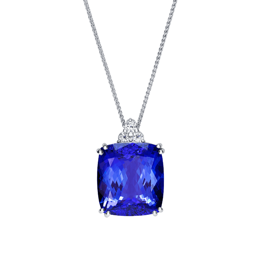 Tanzanite With a Trefoil of Diamonds Pendant