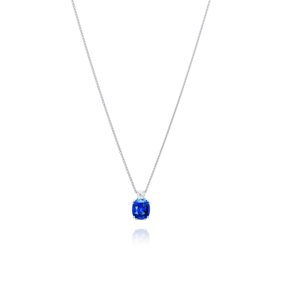 Certificated Natural Sapphire and Diamond Pendant