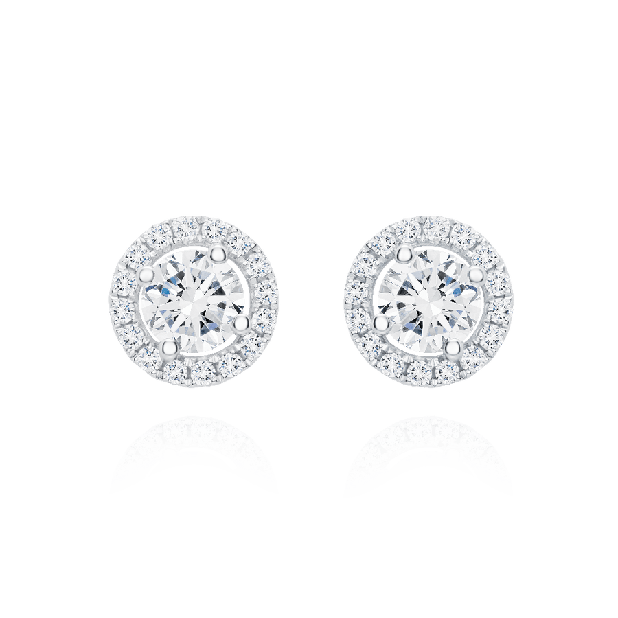 0.75cts Halo Diamond Earrings