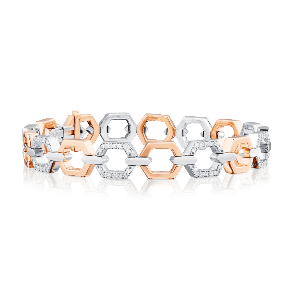 Nectar Rose Gold and Platinum Bracelet With Diamond Set Links