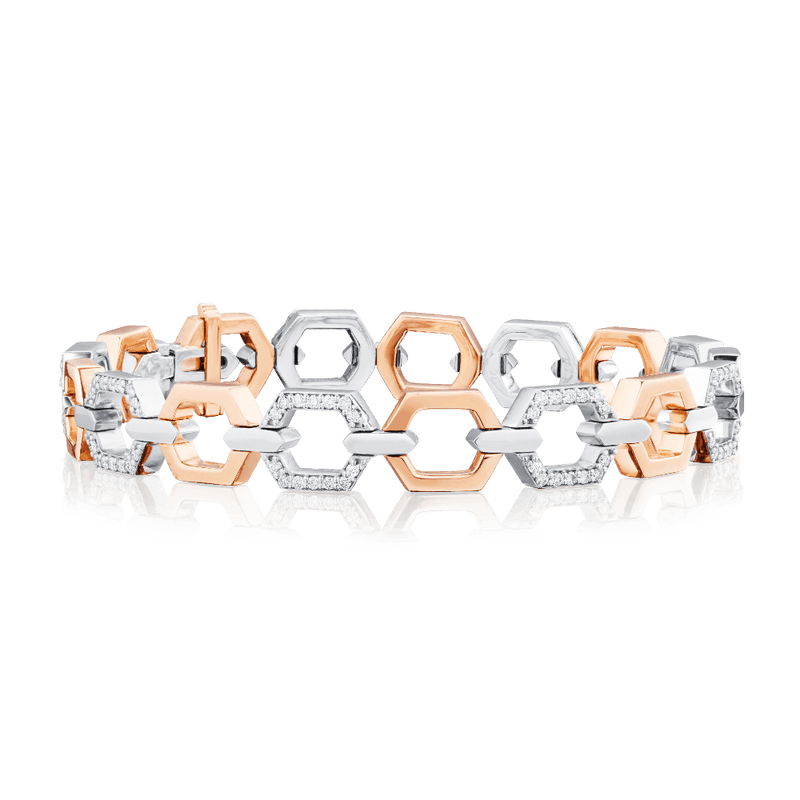 Nectar Rose Gold and Platinum Bracelet With Diamond Set Links