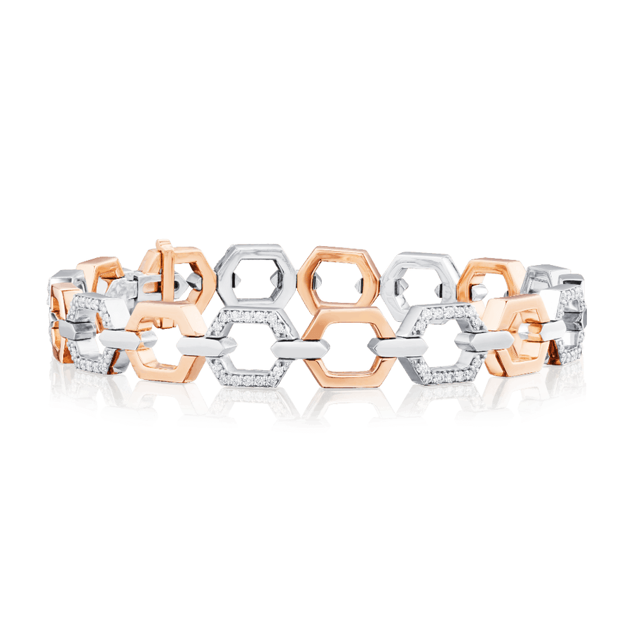 Nectar Rose Gold and Platinum Bracelet With Diamond Set Links