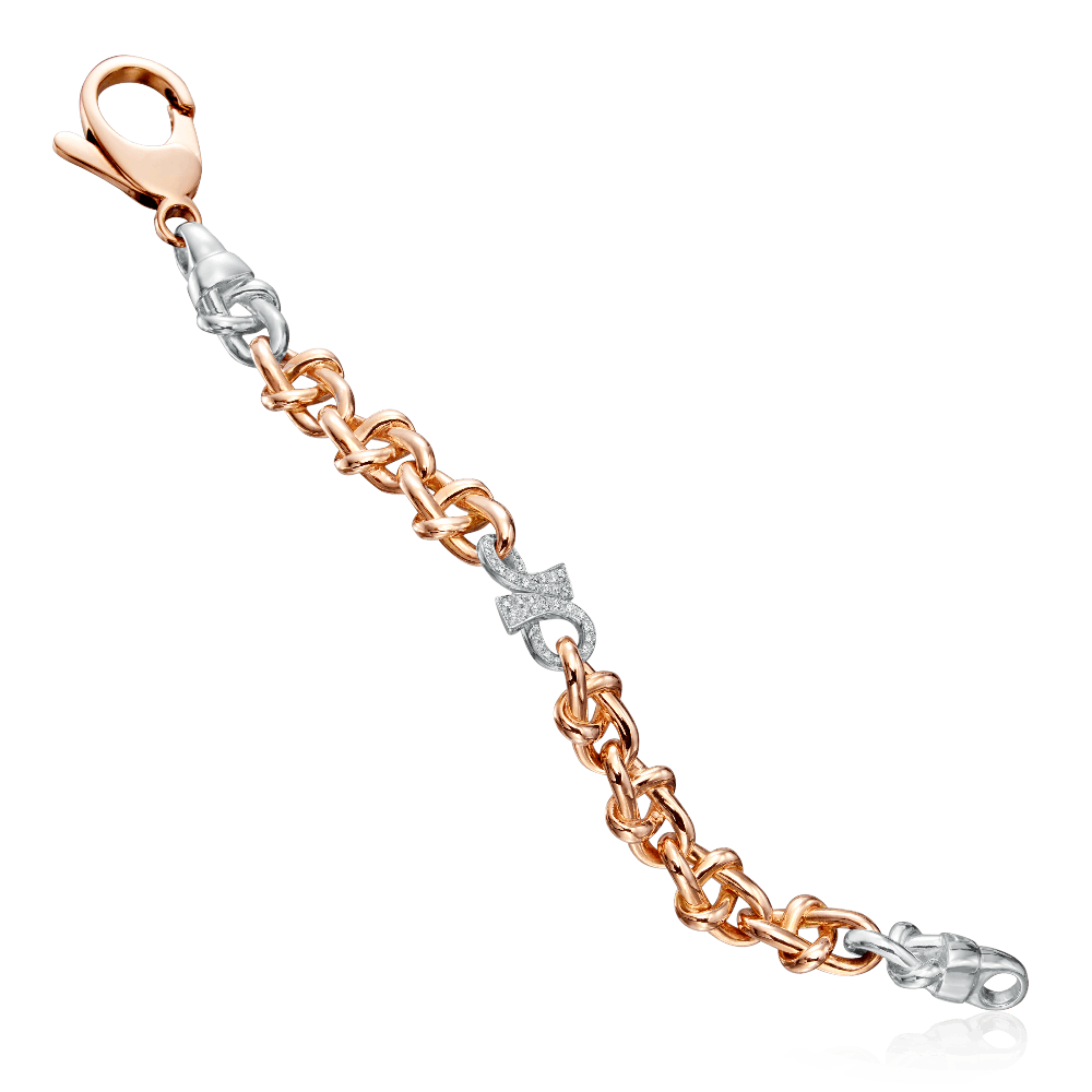 Infinity 18ct Rose Gold Bracelet With Diamond Set Infinity Link