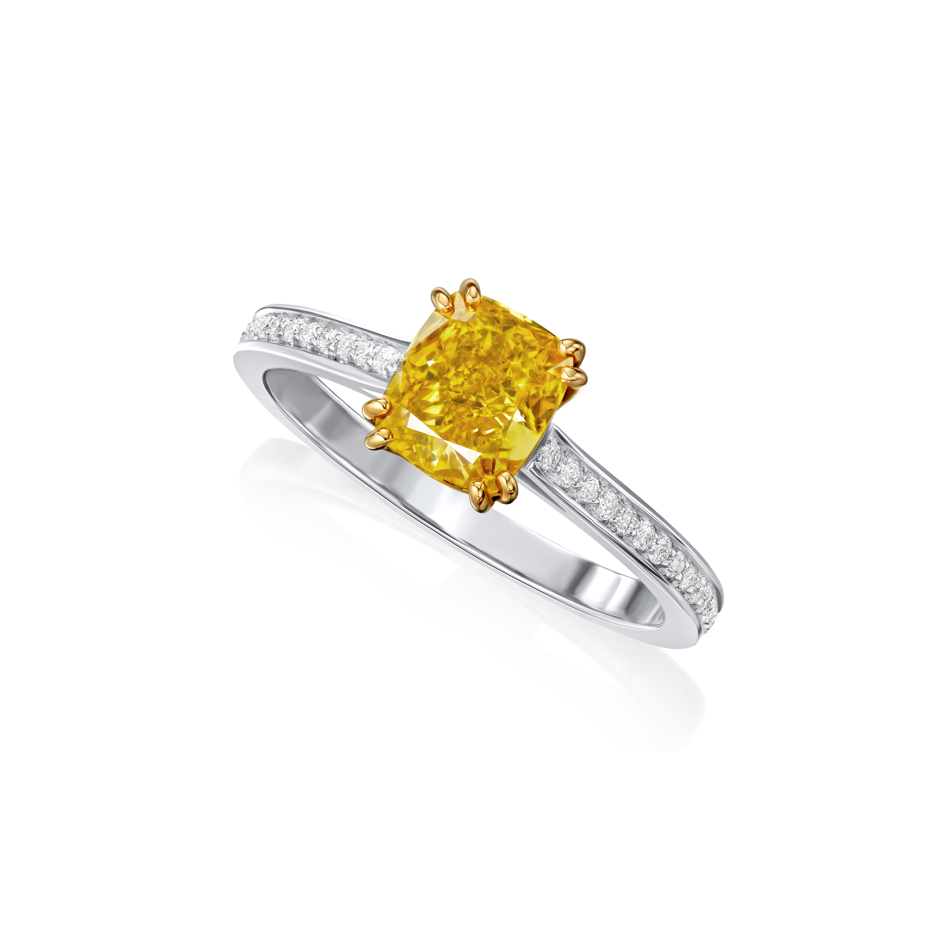 Internally Flawless Fancy Vivid Orangey Yellow Diamond Engagement Ring