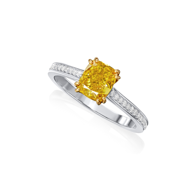 Internally Flawless Fancy Vivid Orangey Yellow Diamond Engagement Ring