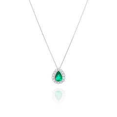 Pear Shape Emerald and Diamond Cluster Pendant