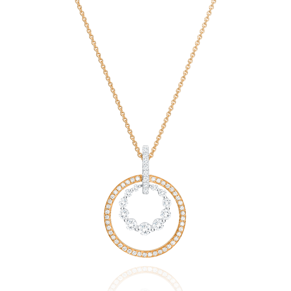 Bicolour Diamond Circle Pendant