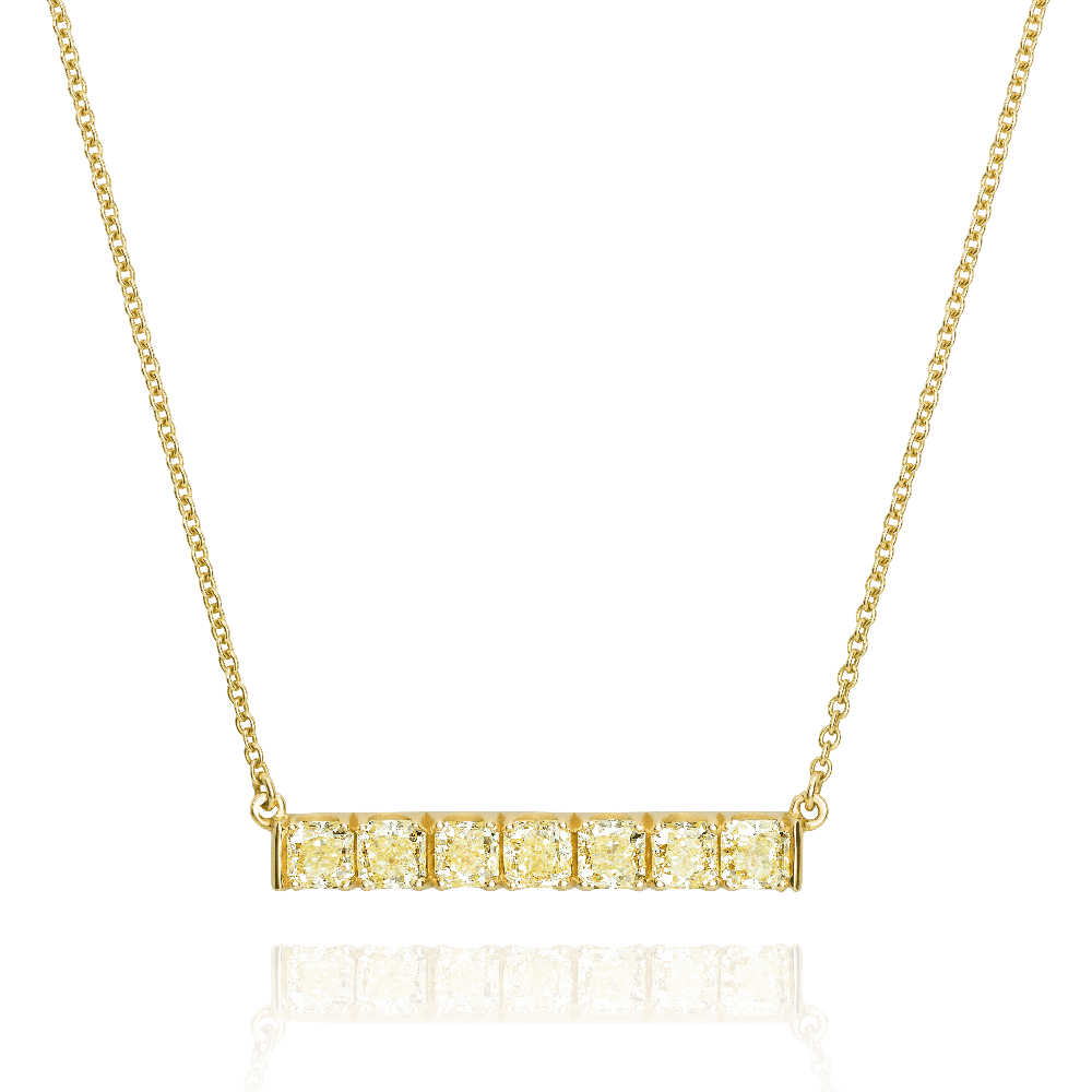Seven Stone Yellow Diamond 18ct Gold Bar Pendant