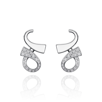 18ct White Gold and Diamond Set Infinity Earrings