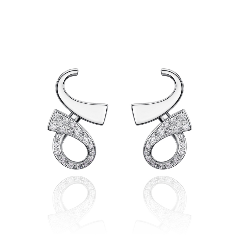 18ct White Gold and Diamond Set Infinity Earrings