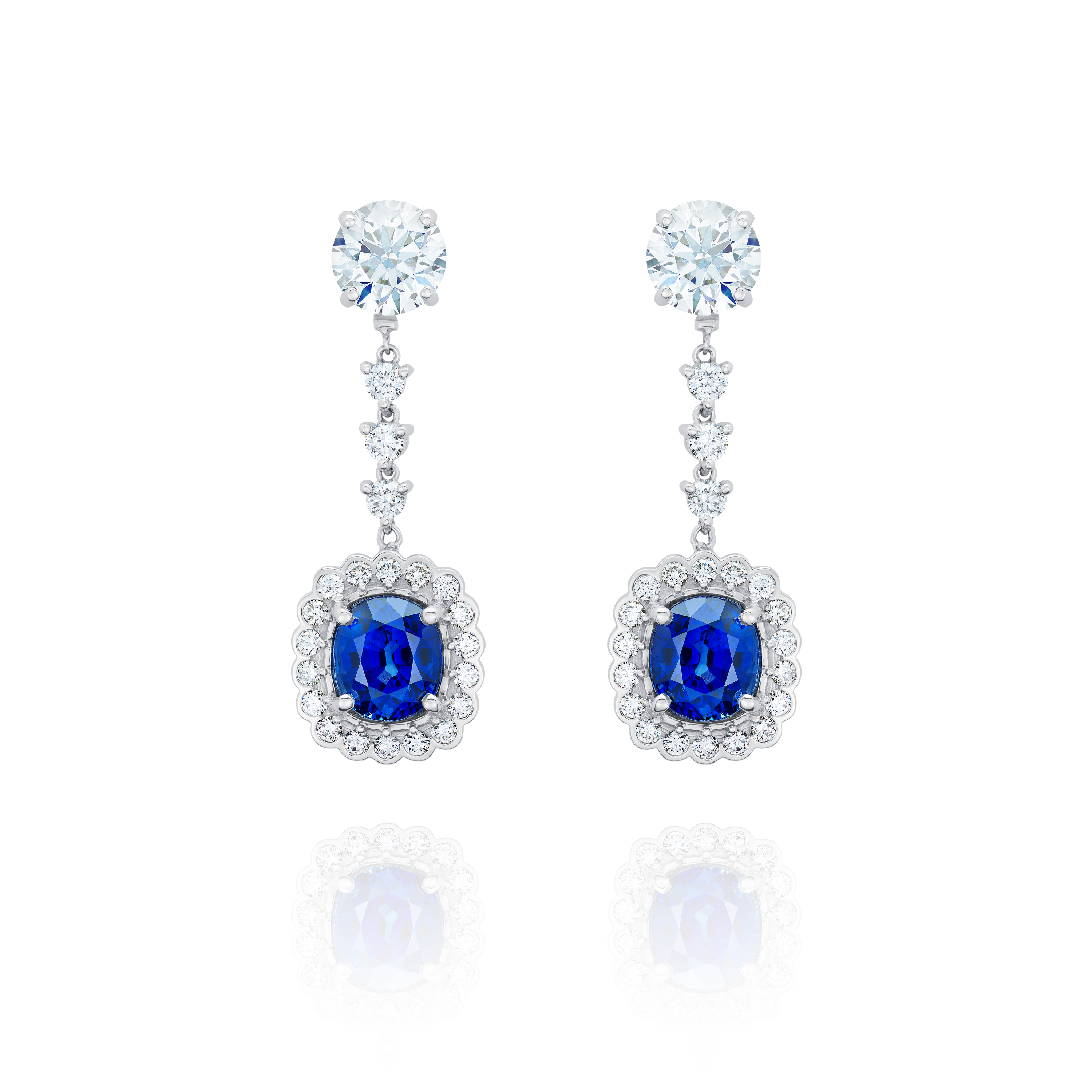 Detachable Sapphire and Diamond Drop Earrings