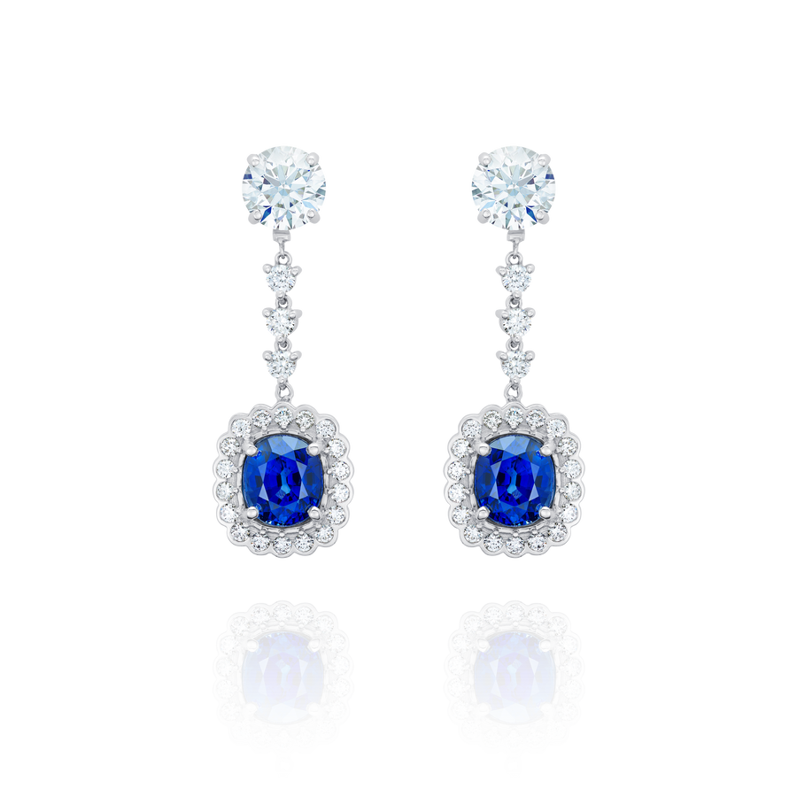Detachable Sapphire and Diamond Drop Earrings
