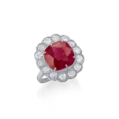 6.75cts Ruby and Diamond Cluster Ring