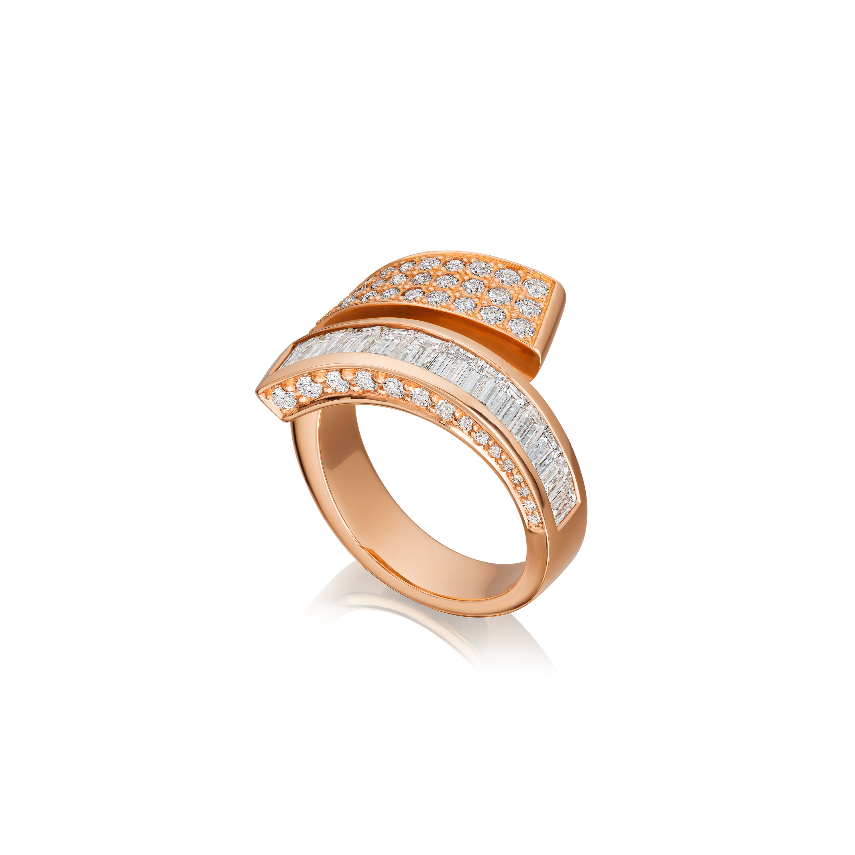 Baguette Cut and Pav Set Rose Gold Infinity Ring G Collins Sons