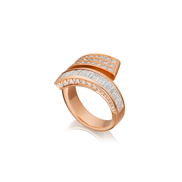 Baguette Cut and Pavé Set Rose Gold Infinity Ring