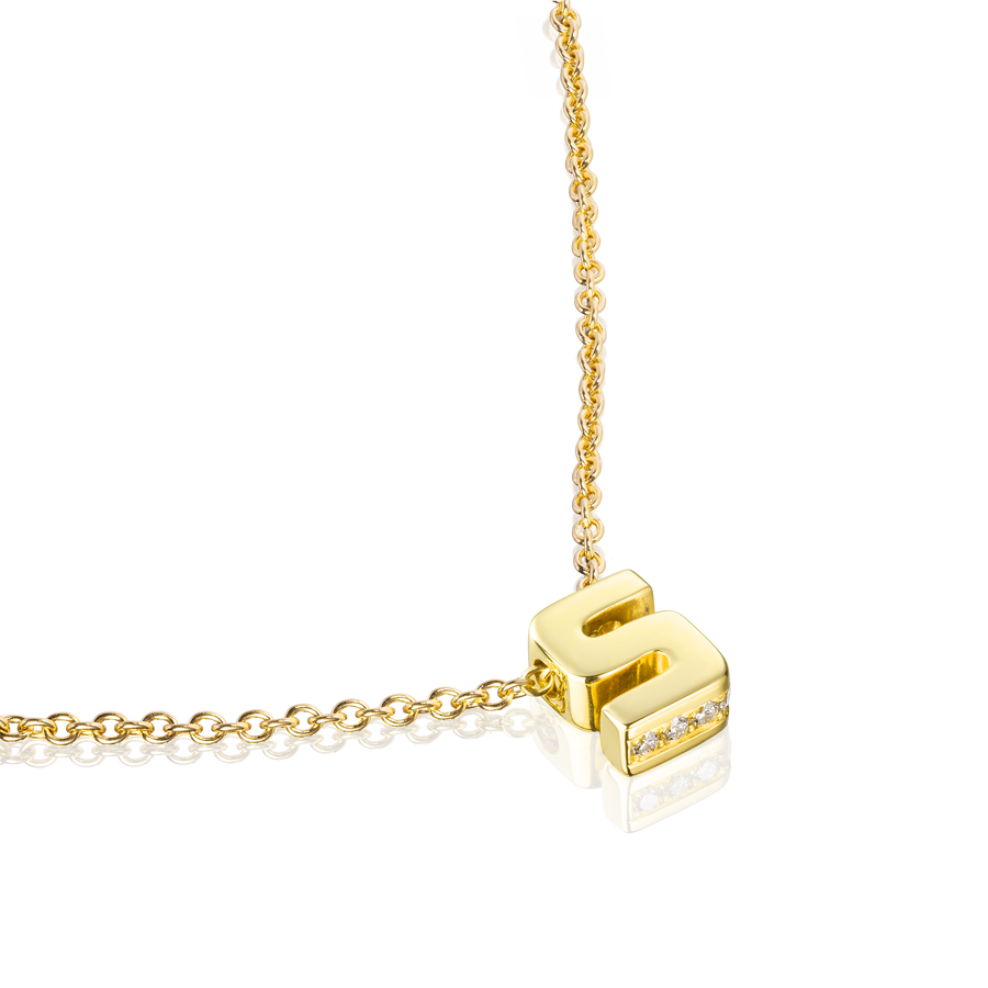 18ct Yellow Gold Initial Pendant with Diamond Set Accents